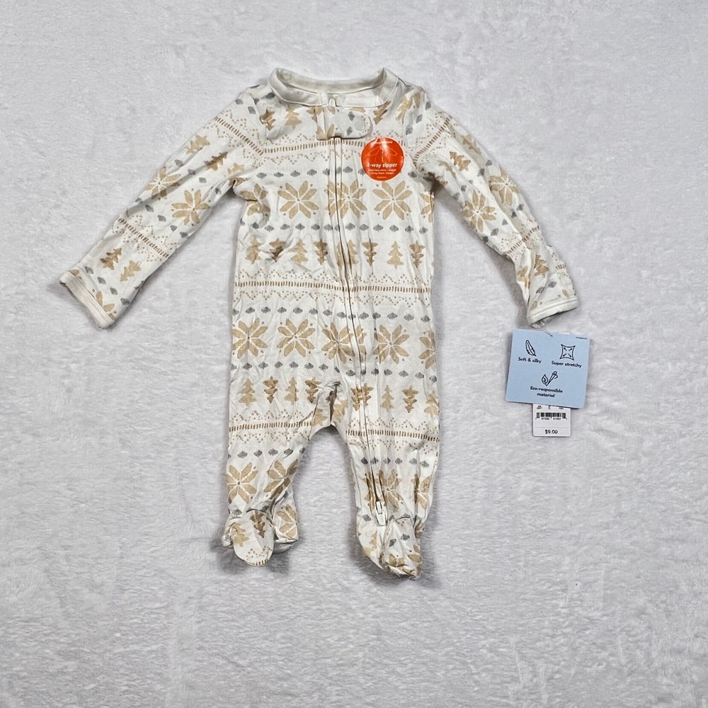 Carters Just One You Newborn Viscose Fair Isle 2-Way Zip Footed Sleeper NWT